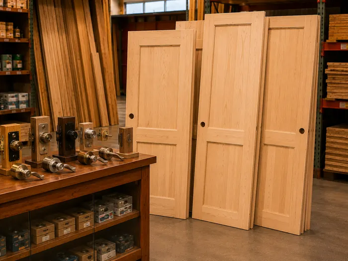 Portas de madeira e fechaduras/ferragens da Madeireira Walmar